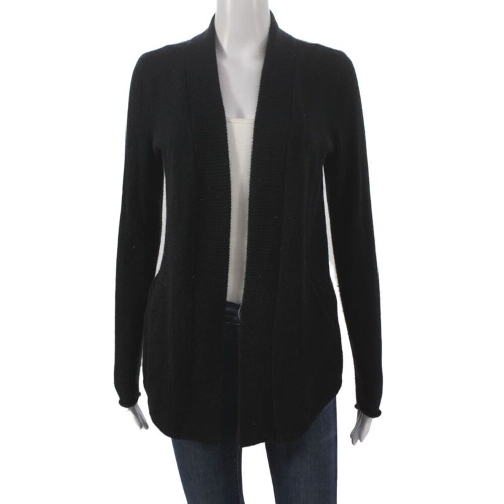 Aqua Cashmere Womens Cardigan Black 100% Cashmere V-Neck Long Sleeve Size S
